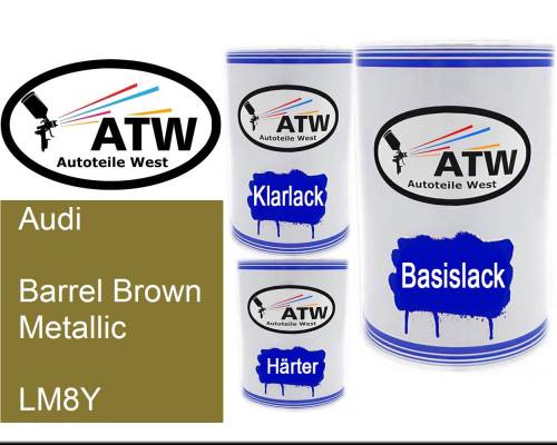 Audi, Barrel Brown Metallic, LM8Y: 500ml Lackdose + 500ml Klarlack + 250ml Härter - Set, von ATW Autoteile West.